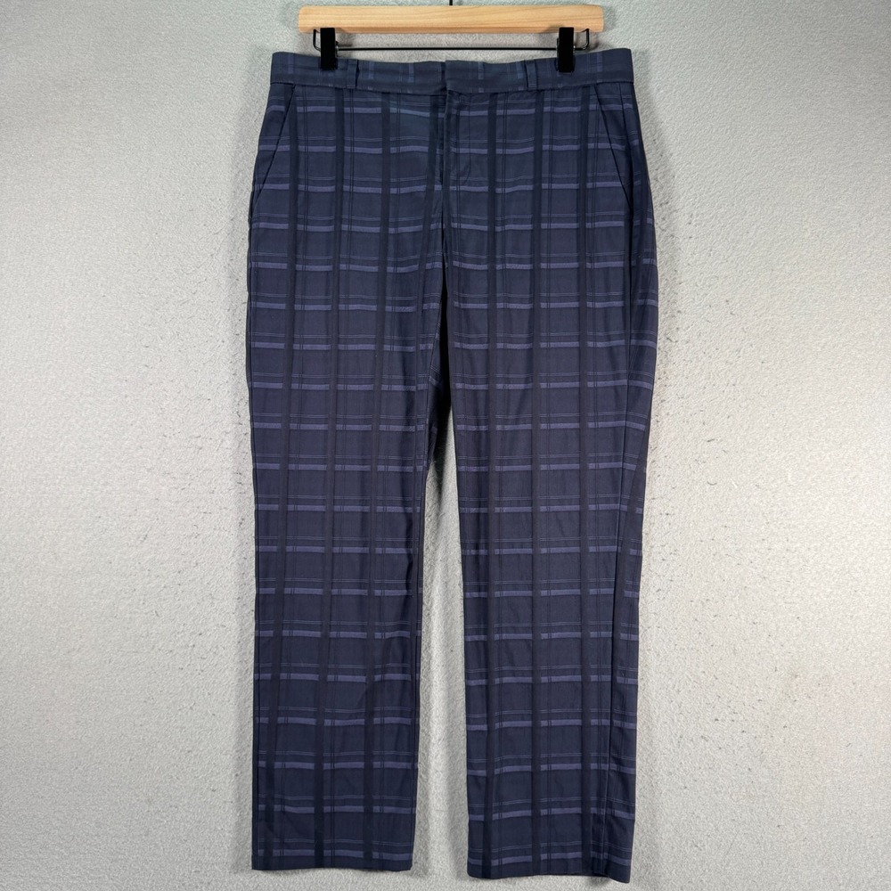 Banana Republic Avery Madras Pants Womens 6 Blue Navy Blue Plaid Fitted Career
